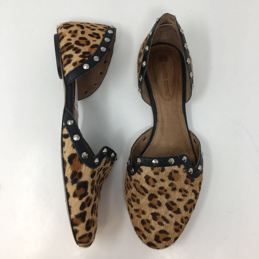 8 animal print studded flats