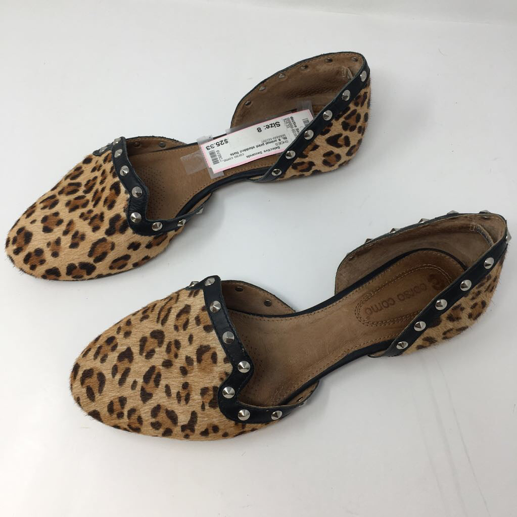 8 animal print studded flats