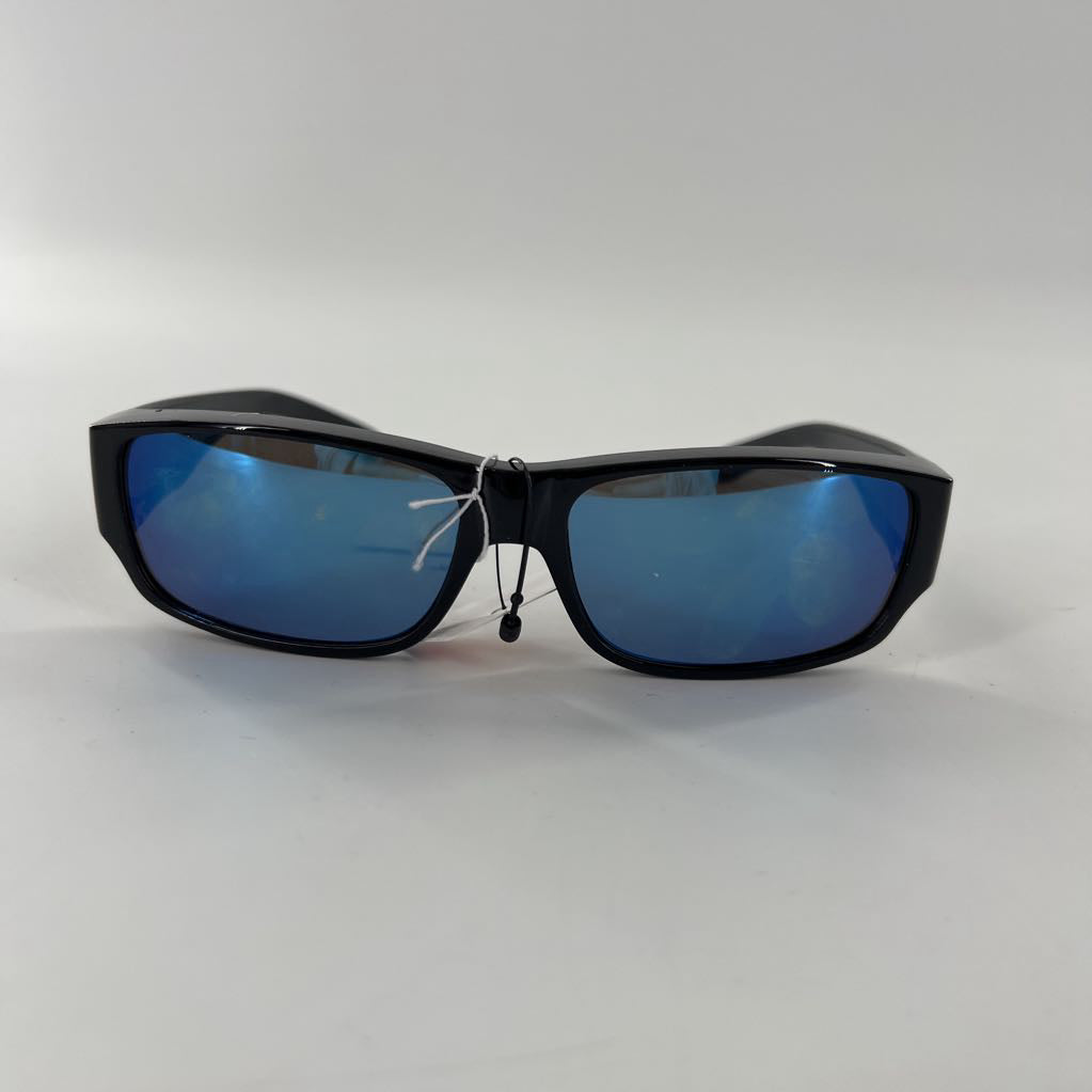 Over The Glass Sunglasses Black with Silver Mirror Lens