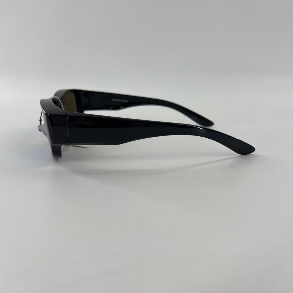 Over The Glass Sunglasses Black with Silver Mirror Lens