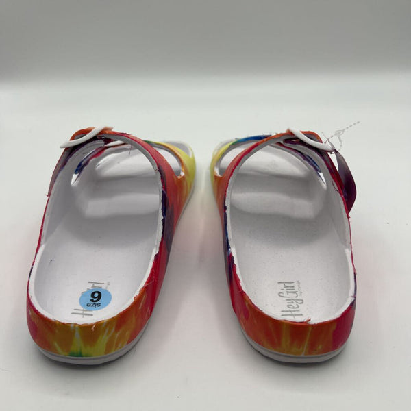 NWOB 6 tie-dye floatie slip-on-slide sandals
