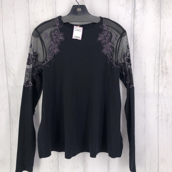 L Sheer l/s embroidered