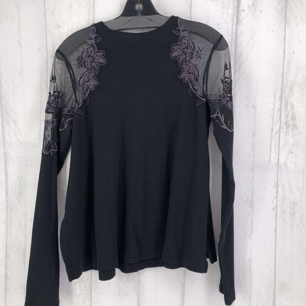L Sheer l/s embroidered