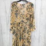 M l/s sheer floral button duster