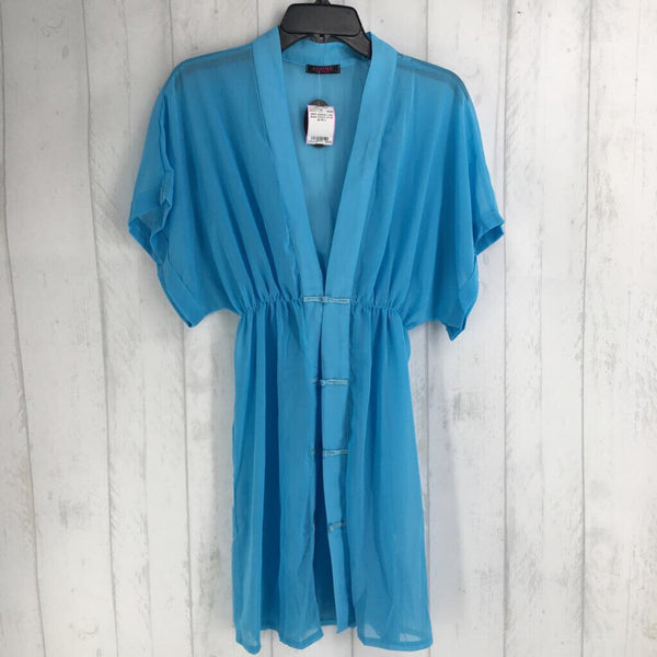 L s/s sheer button cover up
