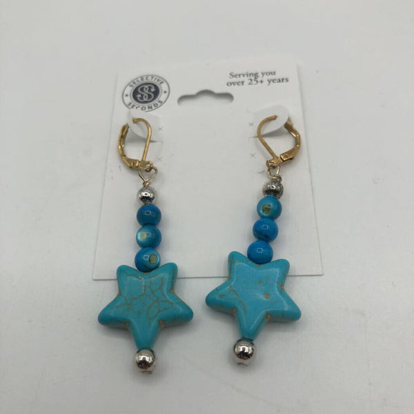 Pearl & Star Earrings - Blue