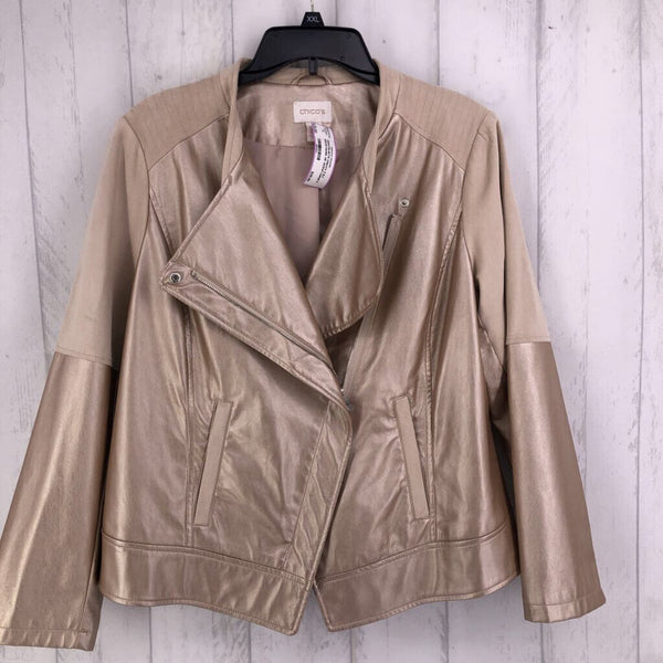 2 (L) mixed media zip jacket