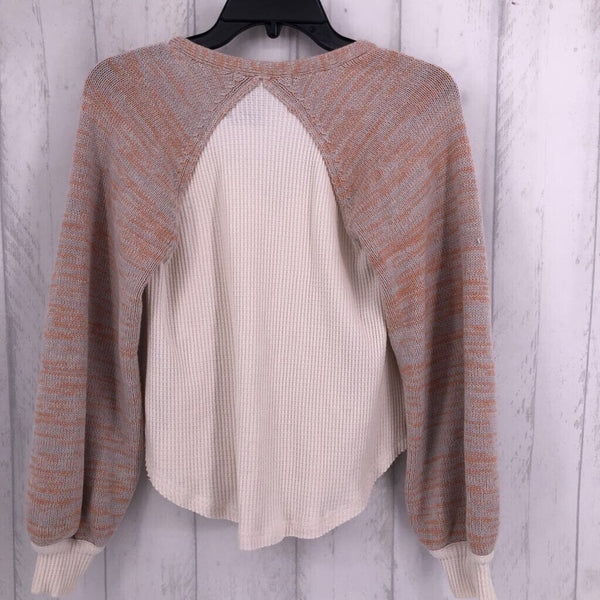 XS l/s waffle v-neck top