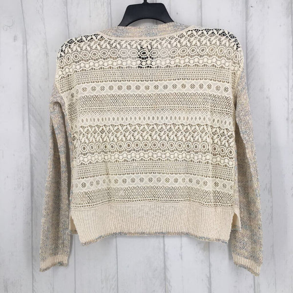XS l/s crochet back sweater