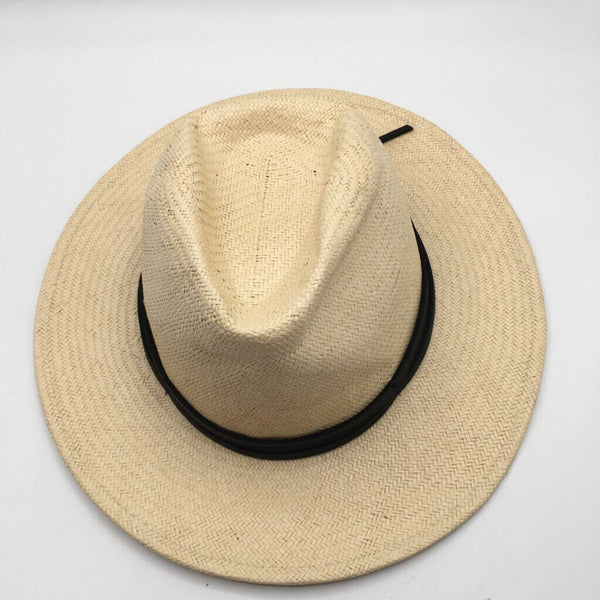 R55 S Straw blackleather tie hat
