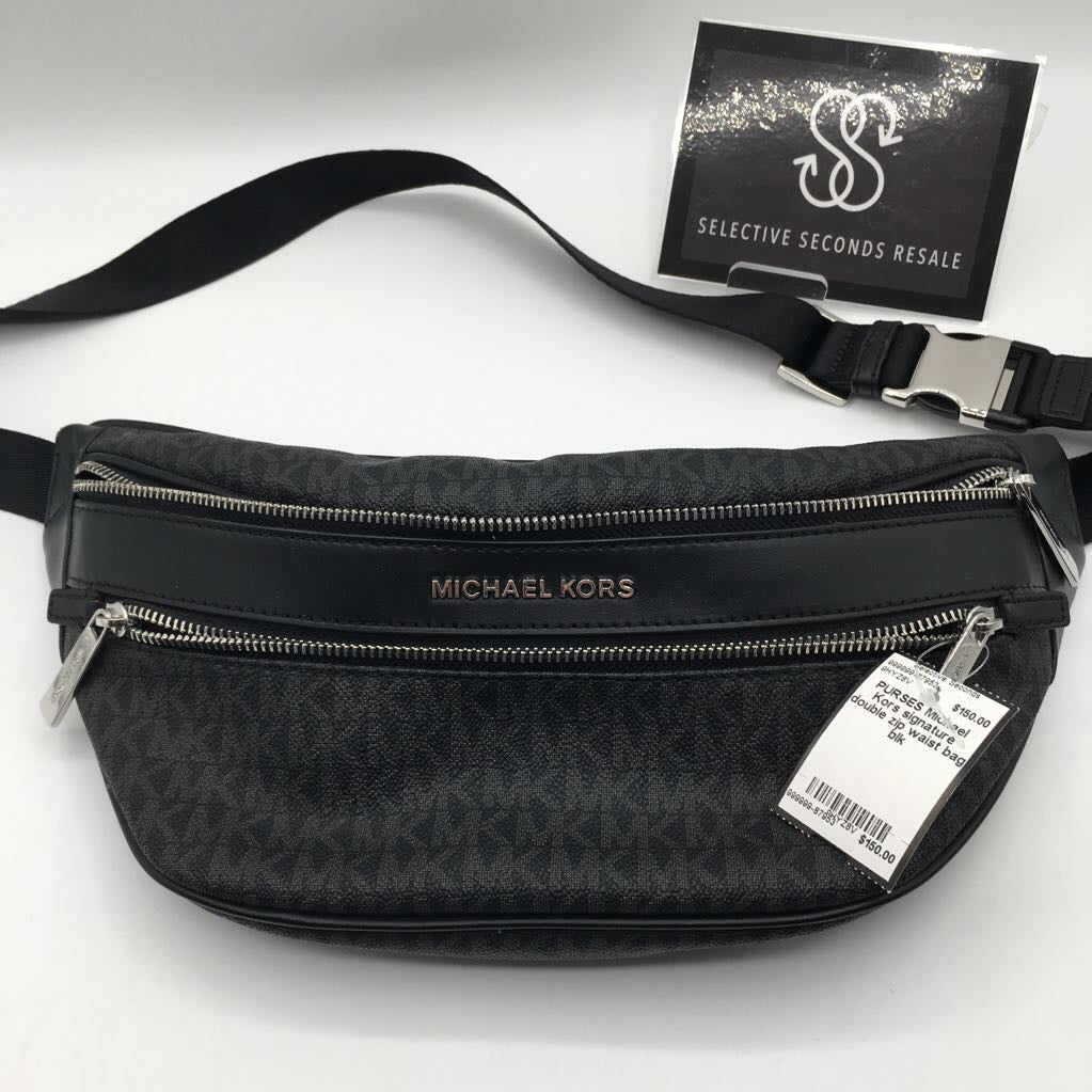 signature double zip waist bag