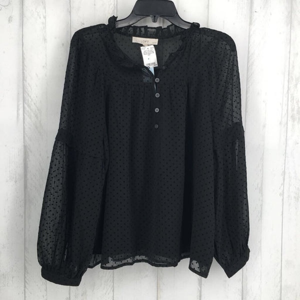 XLP tiered l/s Dotted Swiss button