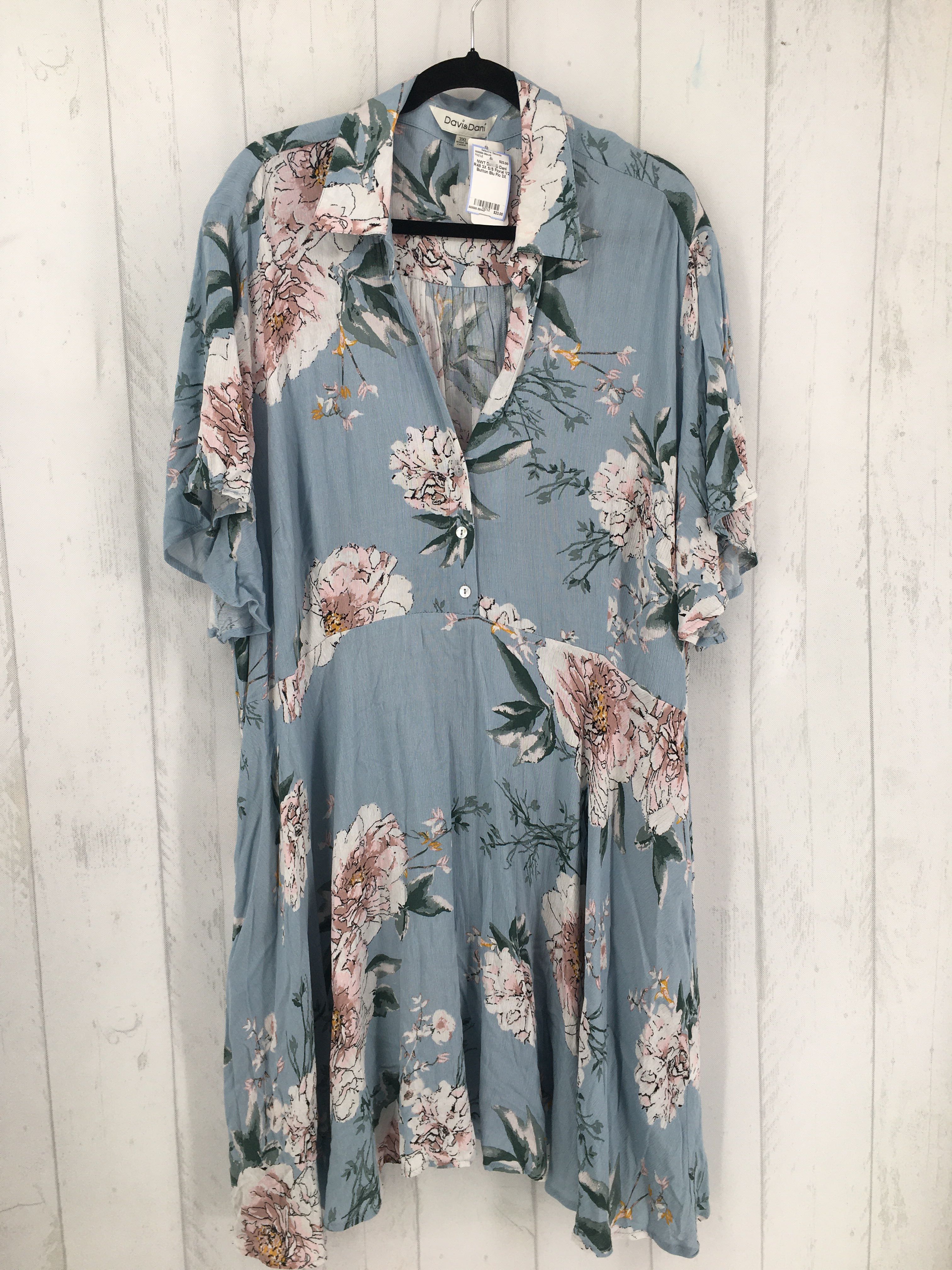 R48 3X S/S Floral 1/2 Button