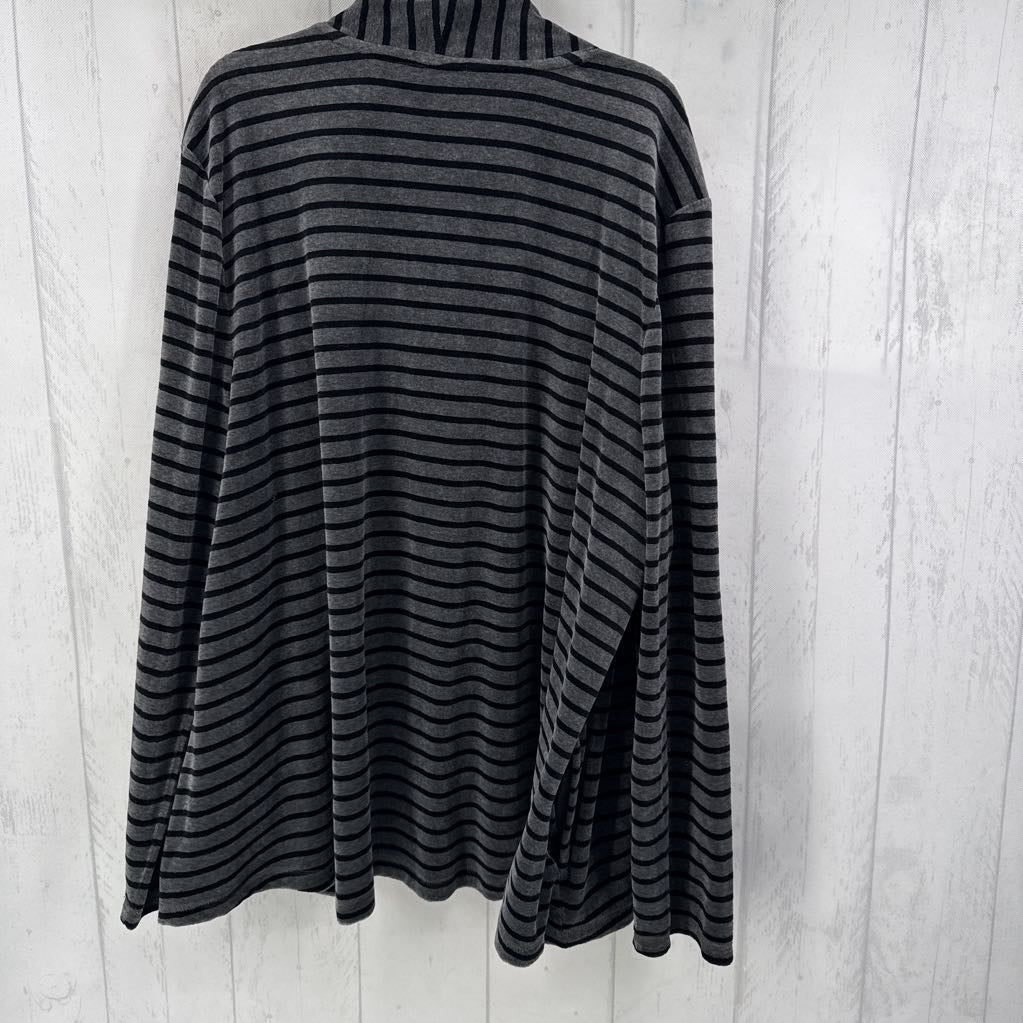 XL l/s velour stripe open cardigan