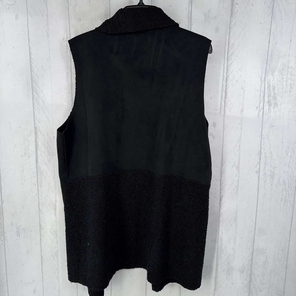 L sherpa/suede reversible drape vest