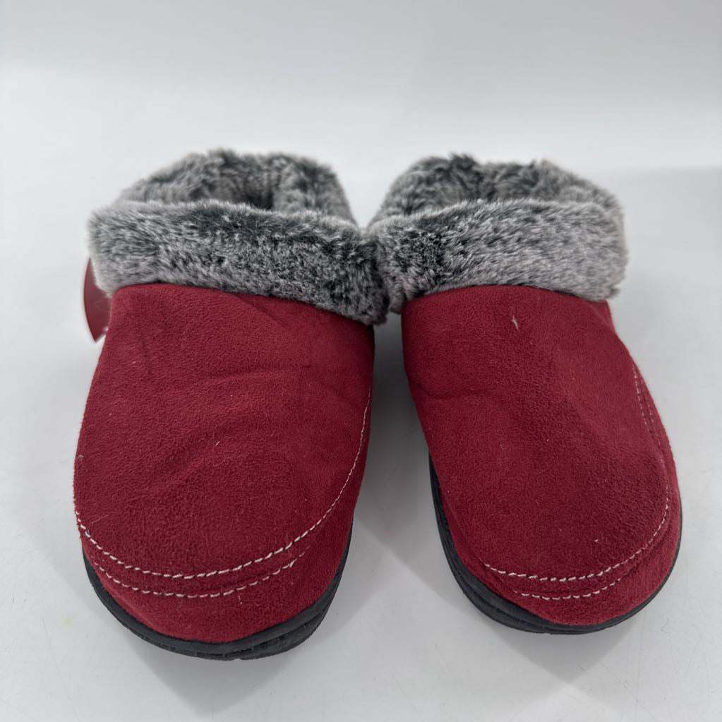 S faux fur trim slippers