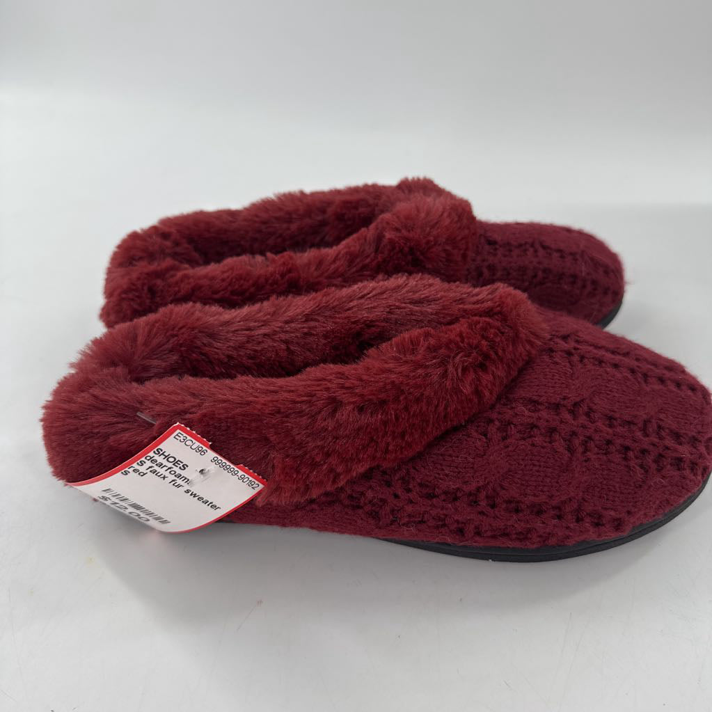 S faux fur sweater slippers