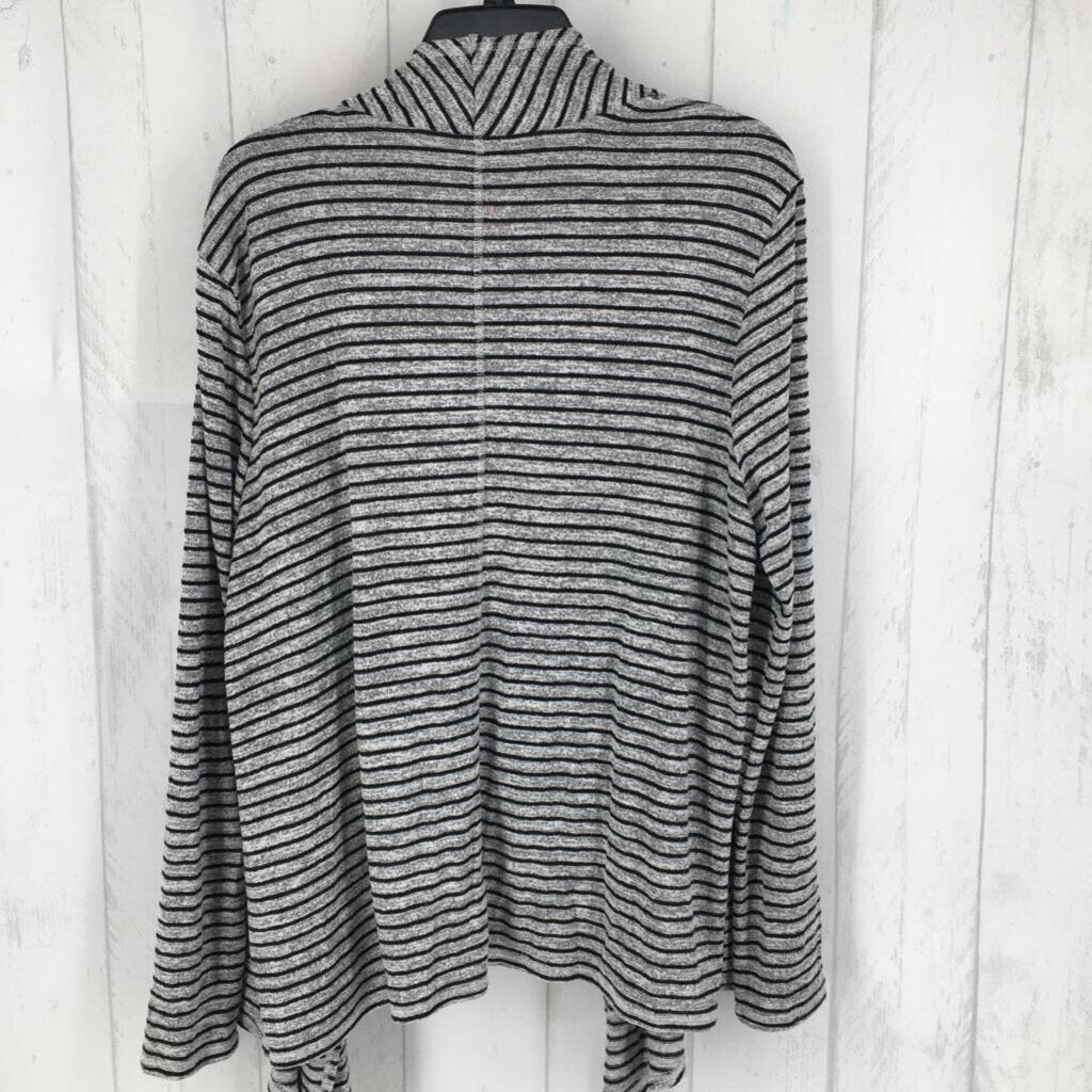 2(L) Striped open cardigan
