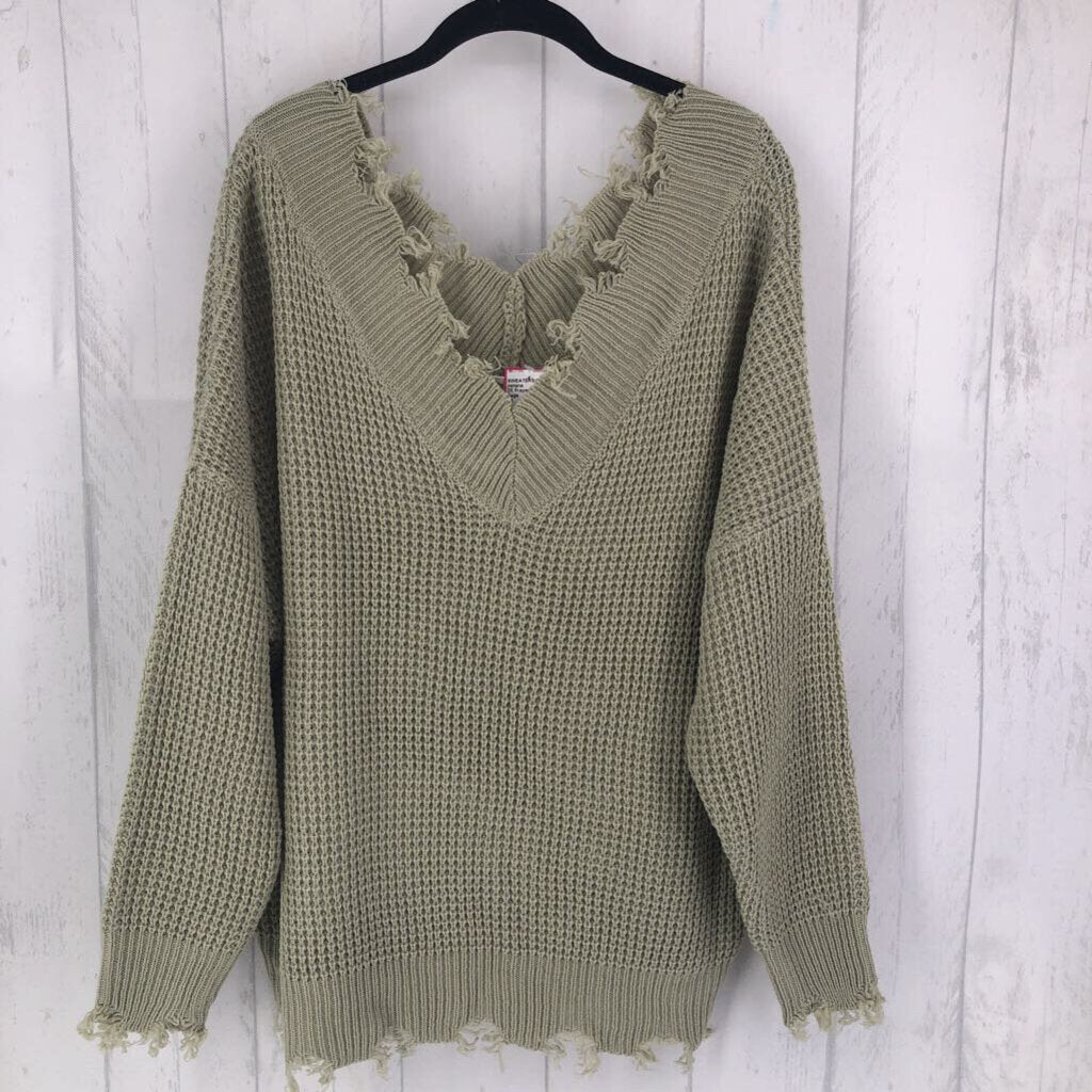 2X Frayed knit sweater l/s