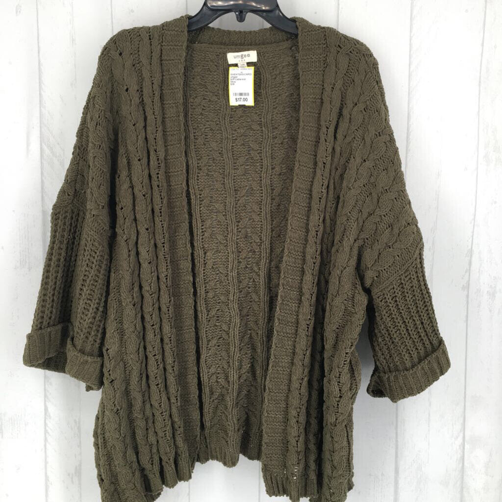 S/M Cable-knit elbow slv cardigan