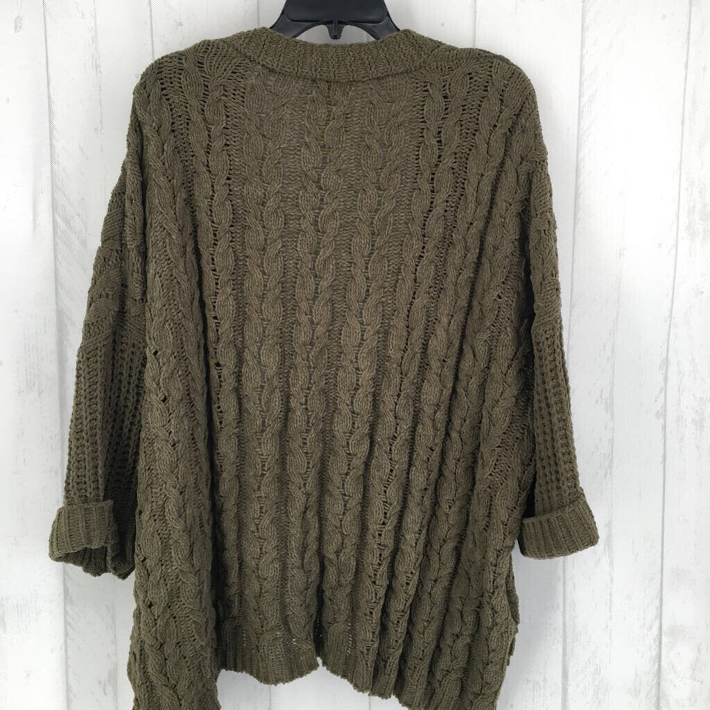 S/M Cable-knit elbow slv cardigan