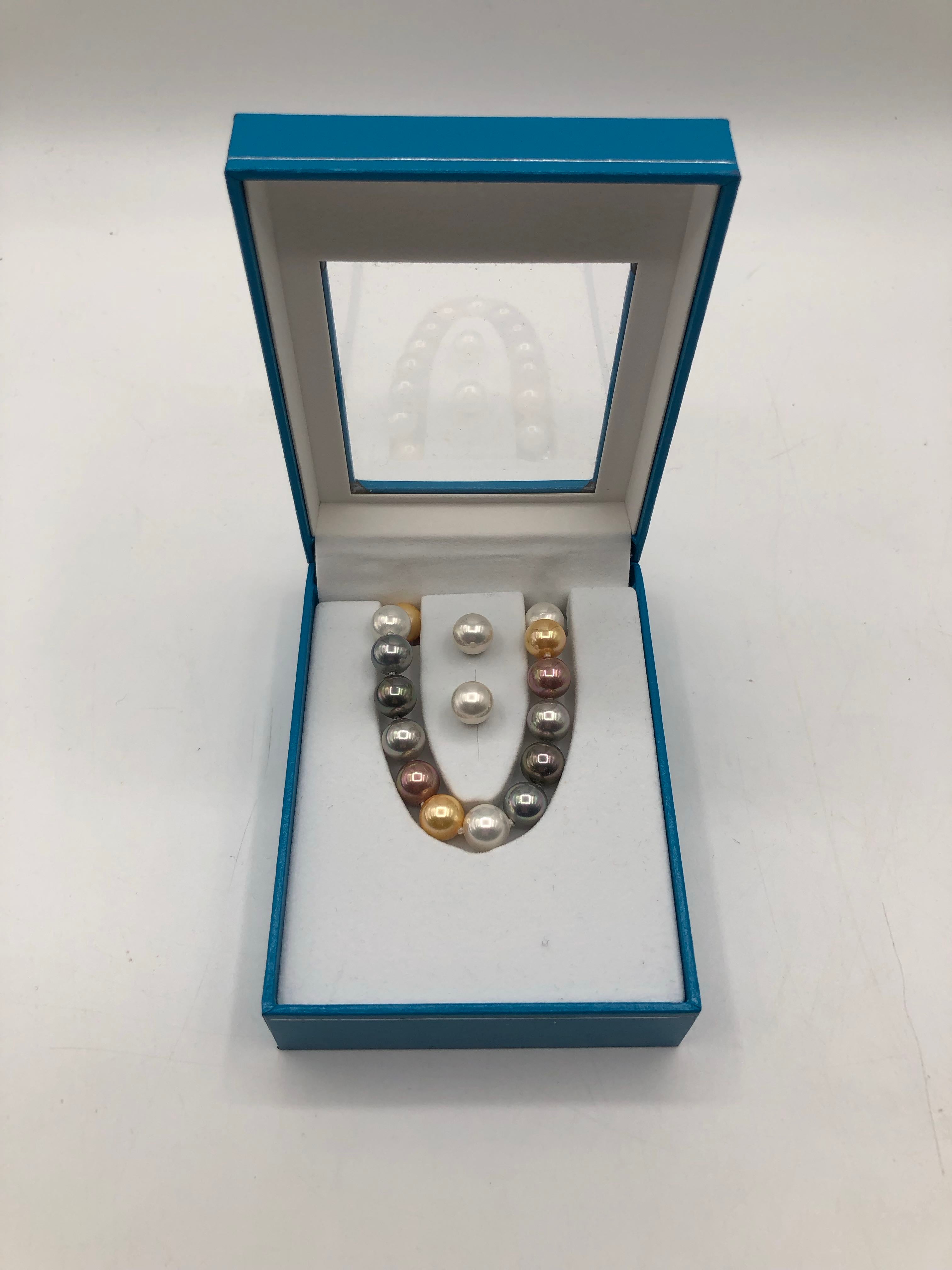 Joia De Majorca 8MM multi hue necklace & earring set