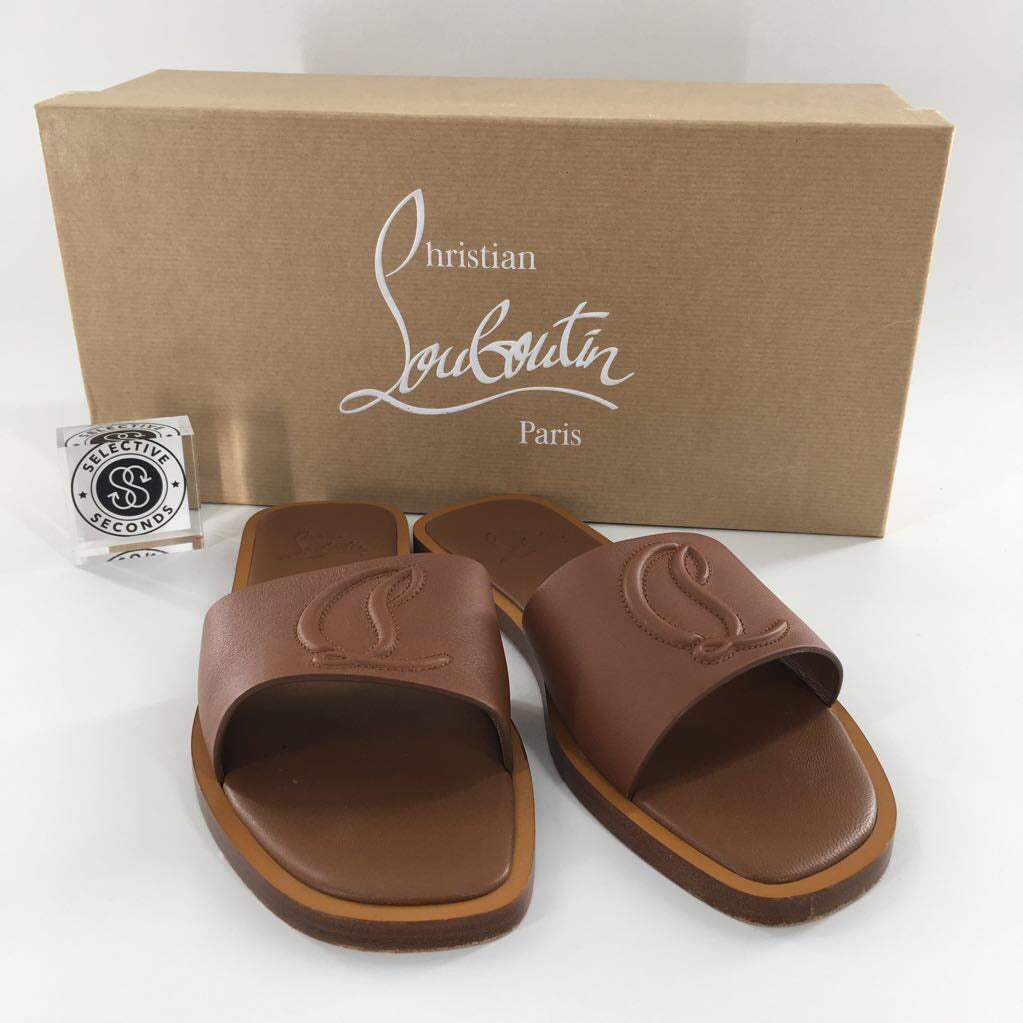 Christian Louboutin size 7 Leather Logo Slides