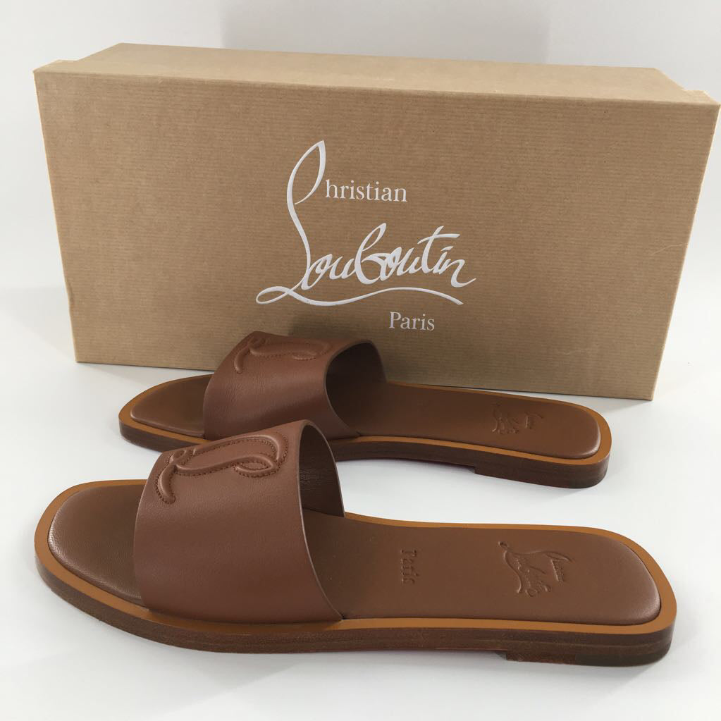 Christian Louboutin size 7 Leather Logo Slides
