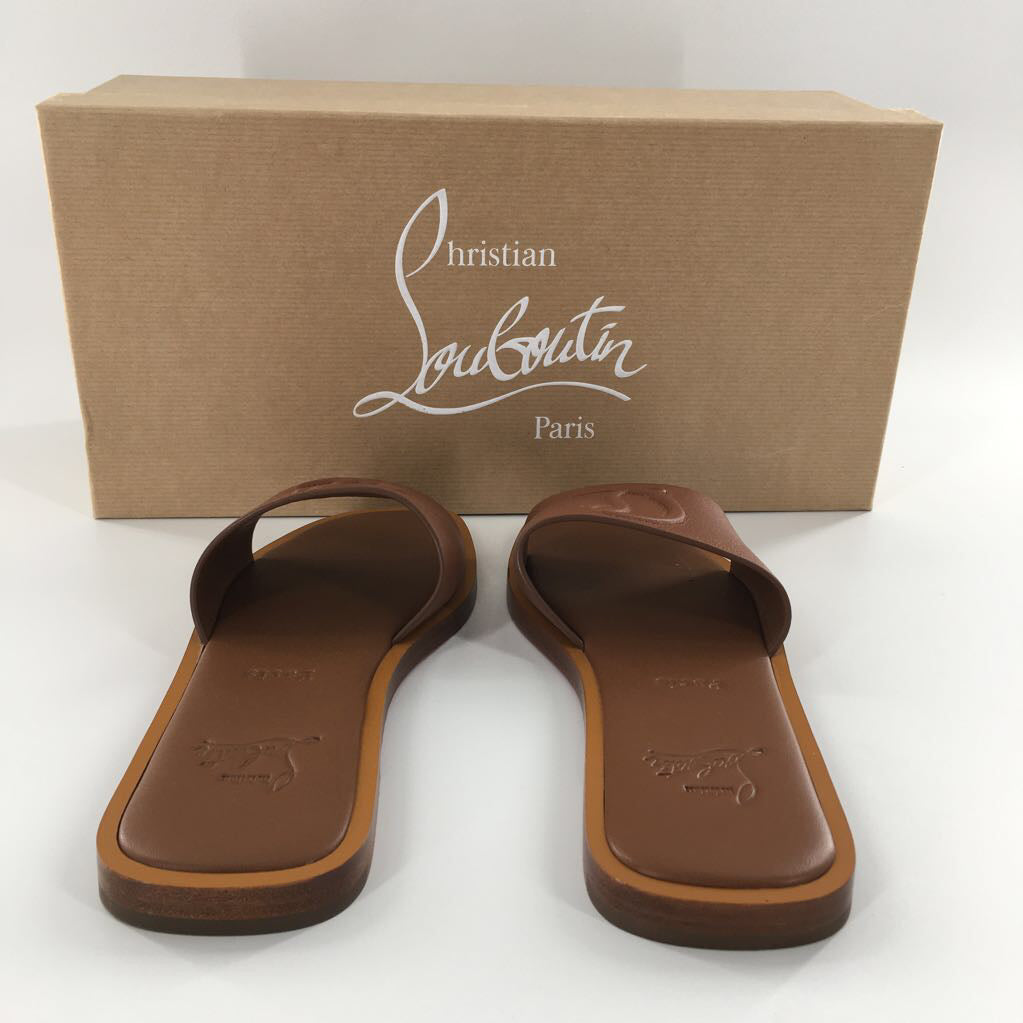Christian Louboutin size 7 Leather Logo Slides