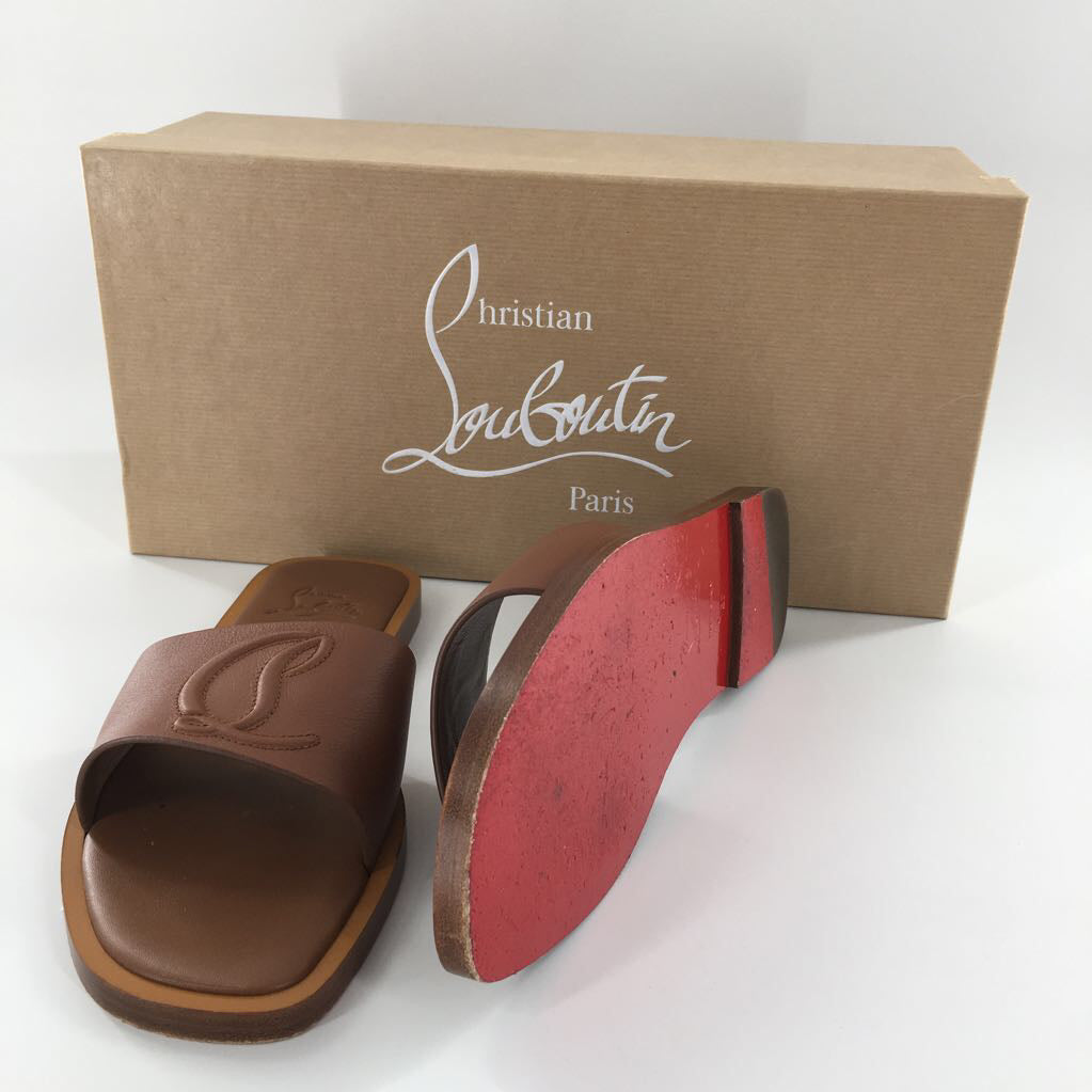 Christian Louboutin size 7 Leather Logo Slides