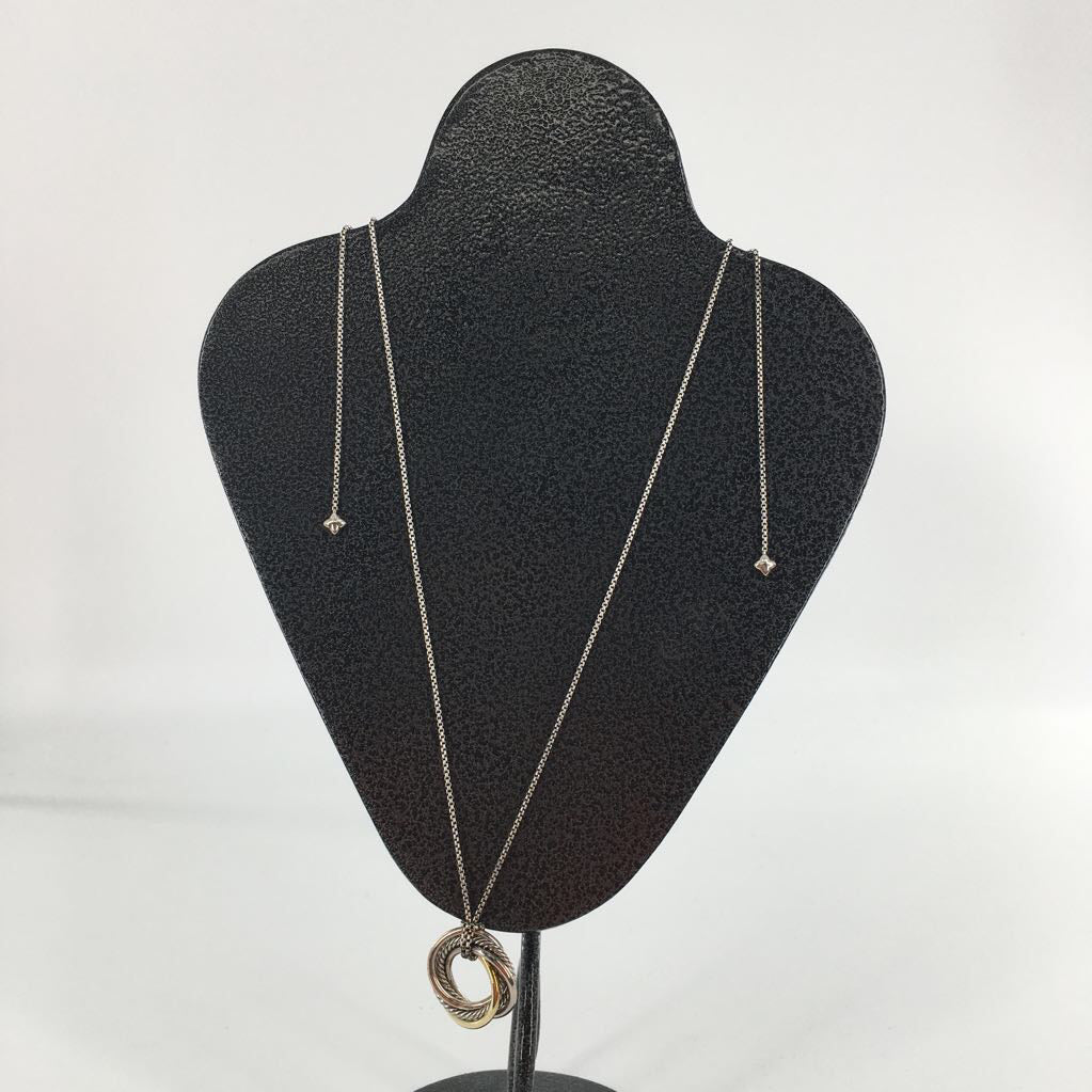 David Yurman 14K gold crossover pendant necklace