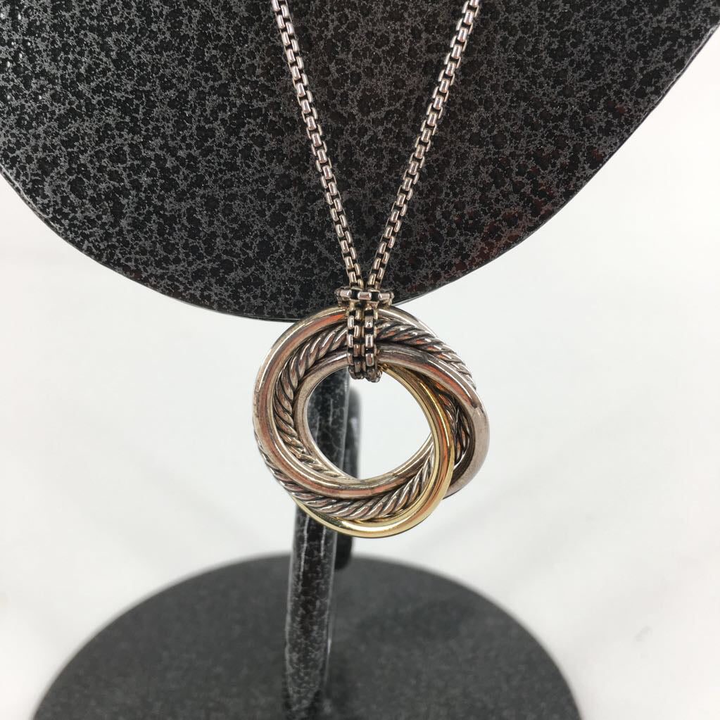 David Yurman 14K gold crossover pendant necklace