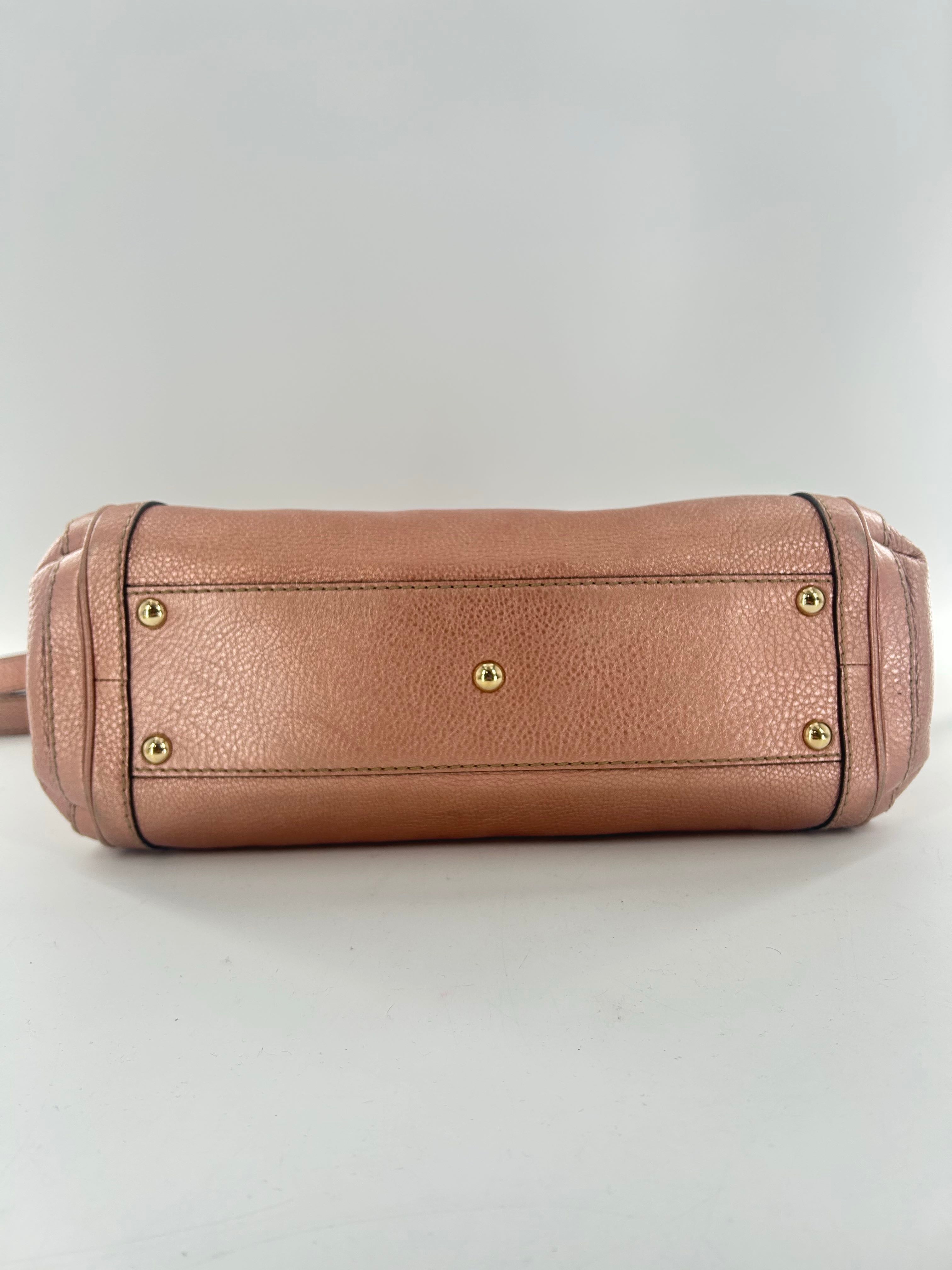 Gucci Metallic Pebbled Calfskin Bella Satchel