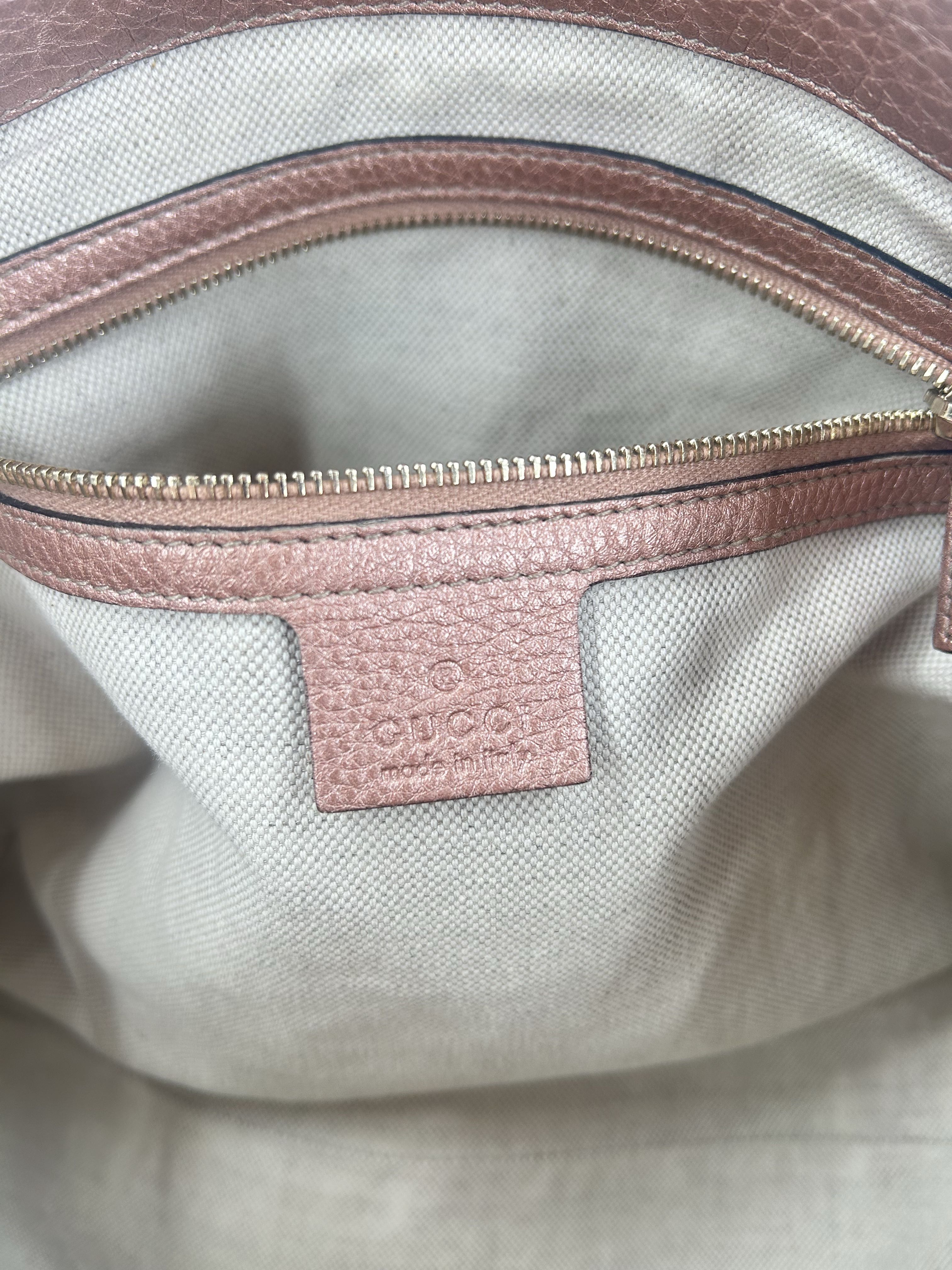 Gucci Metallic Pebbled Calfskin Bella Satchel