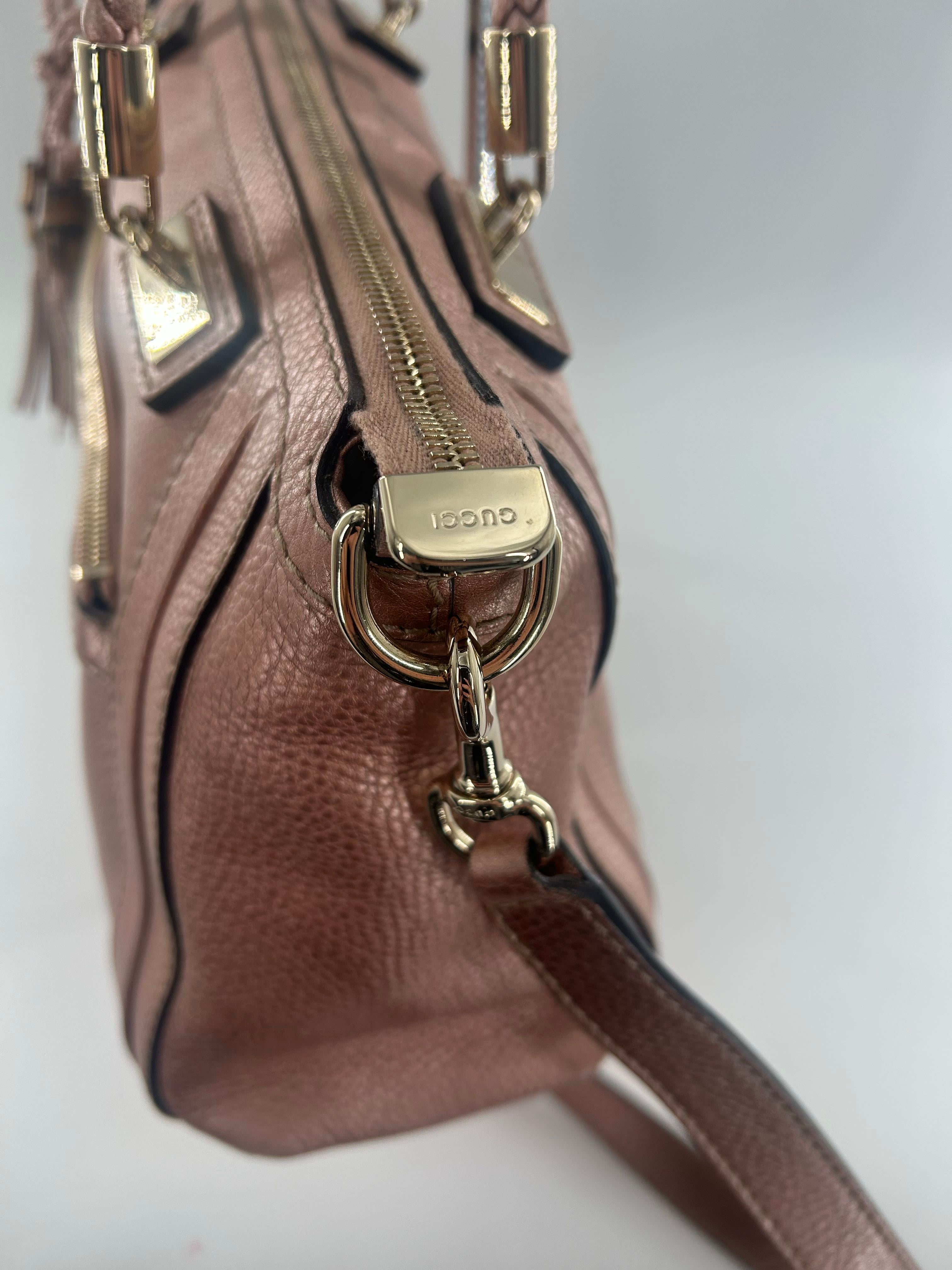 Gucci Metallic Pebbled Calfskin Bella Satchel