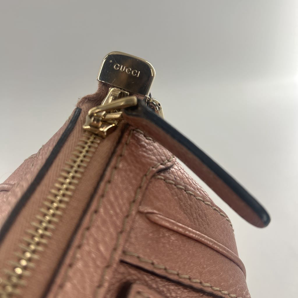 Gucci Metallic Pebbled Calfskin Bella Satchel