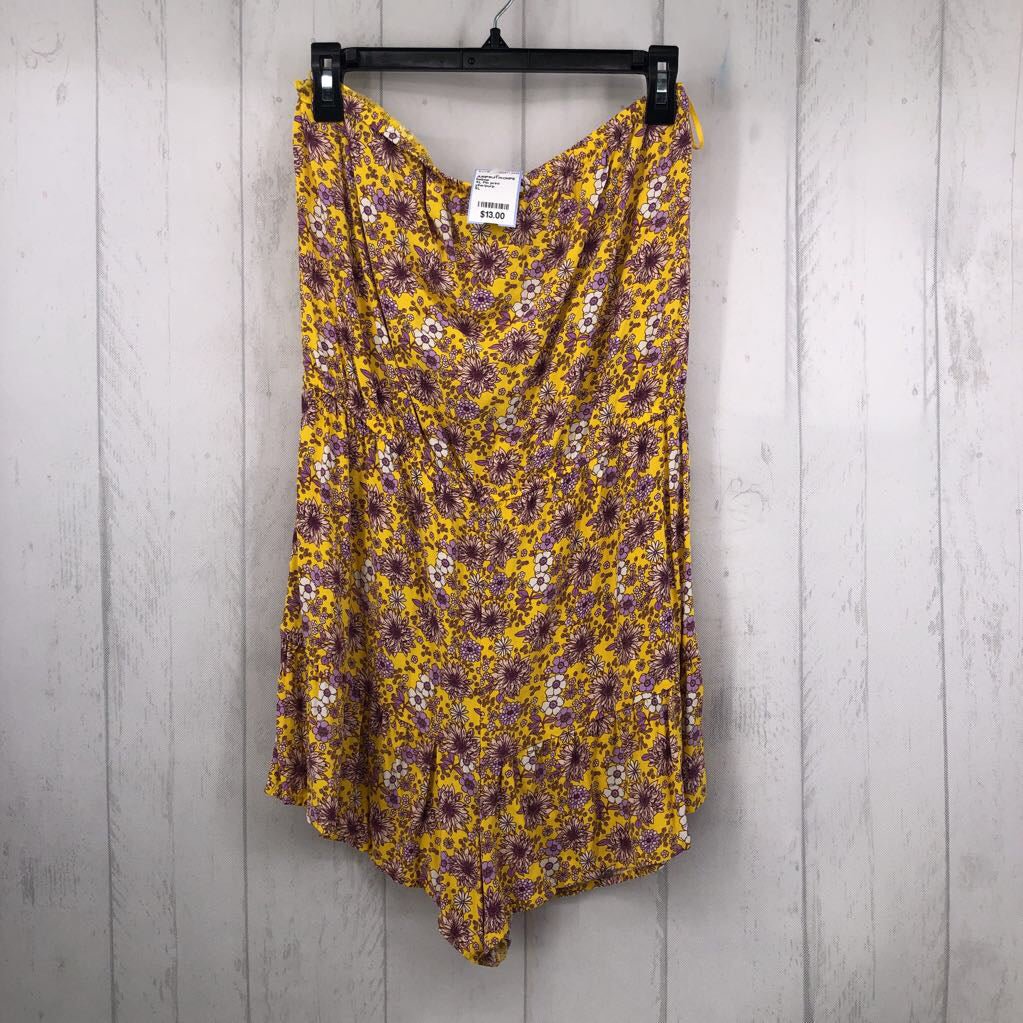 XL Flo print strapless romper