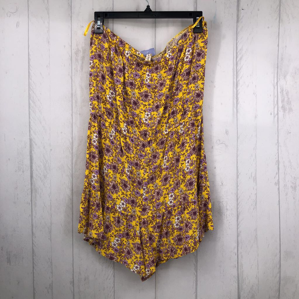 XL Flo print strapless romper