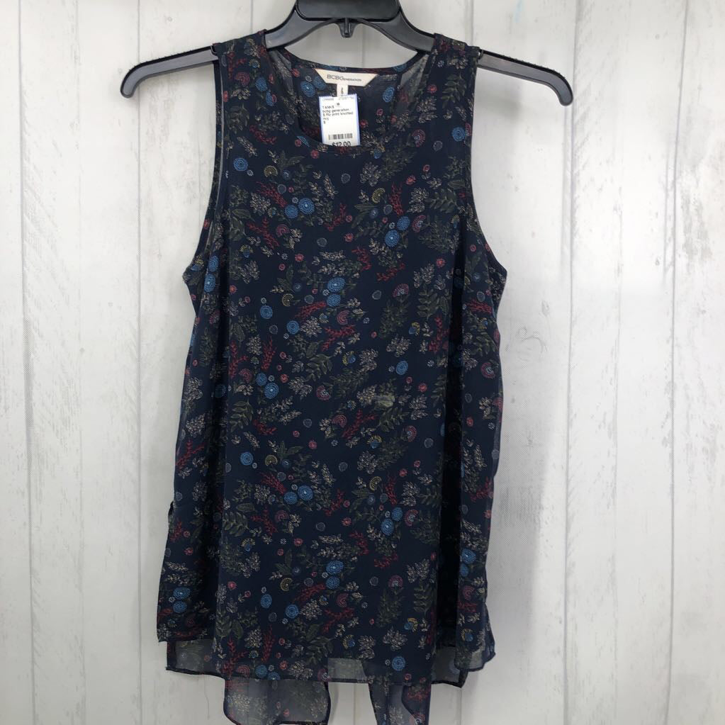 S Flo print knotted back tank