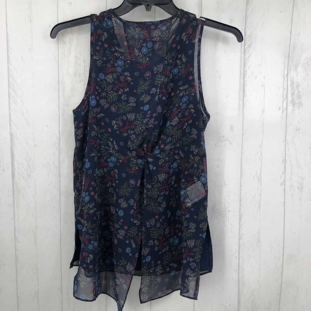 S Flo print knotted back tank