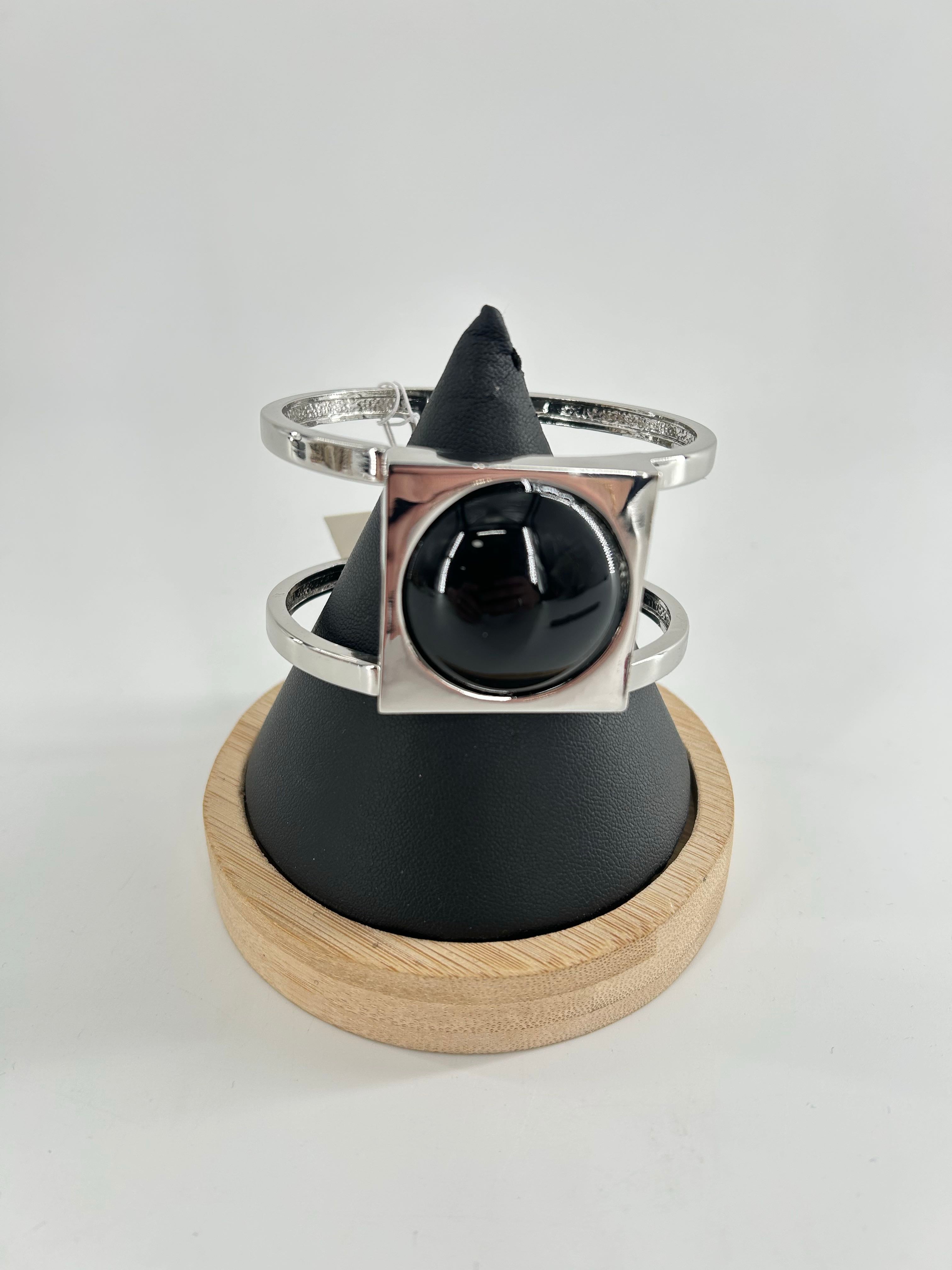 R45 silver w/ black cuff bracelet