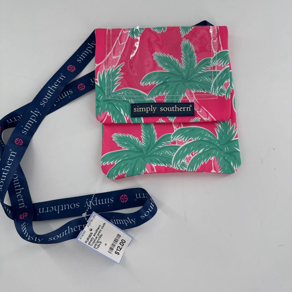 Tropical print cloth crossbody pouch