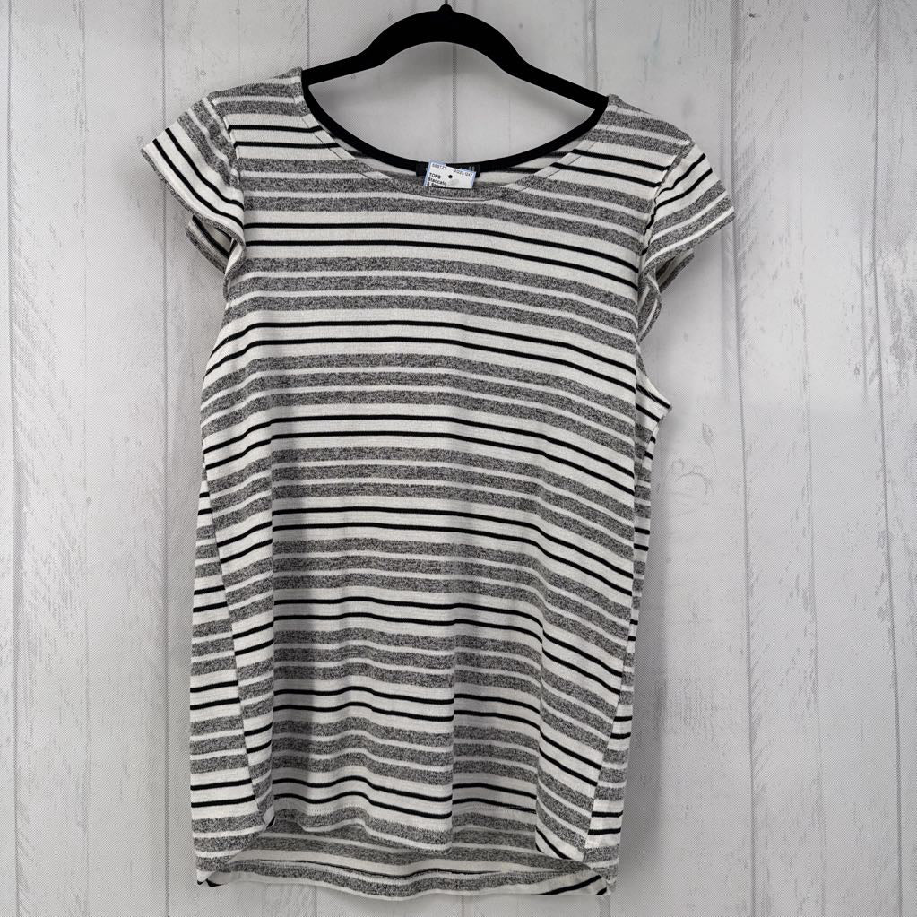 S Striped hi-lo s/s top