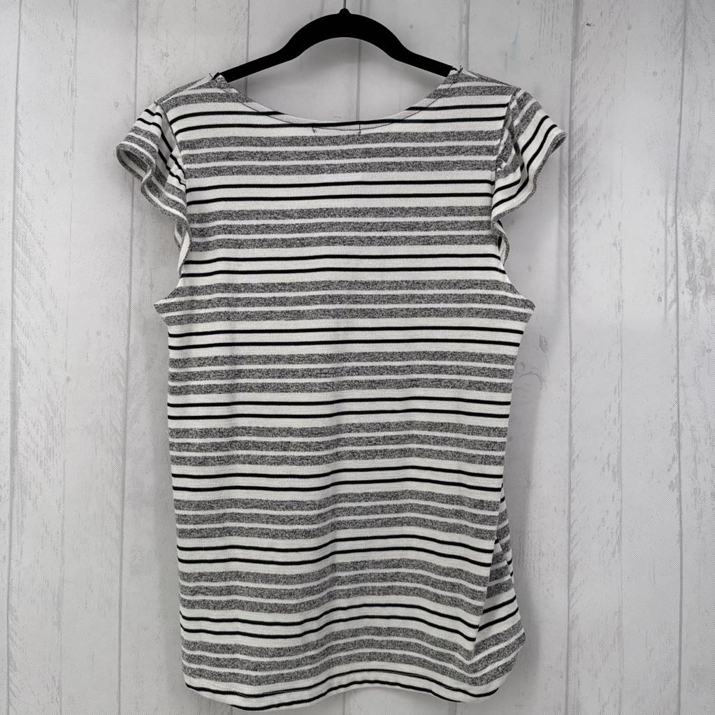 S Striped hi-lo s/s top