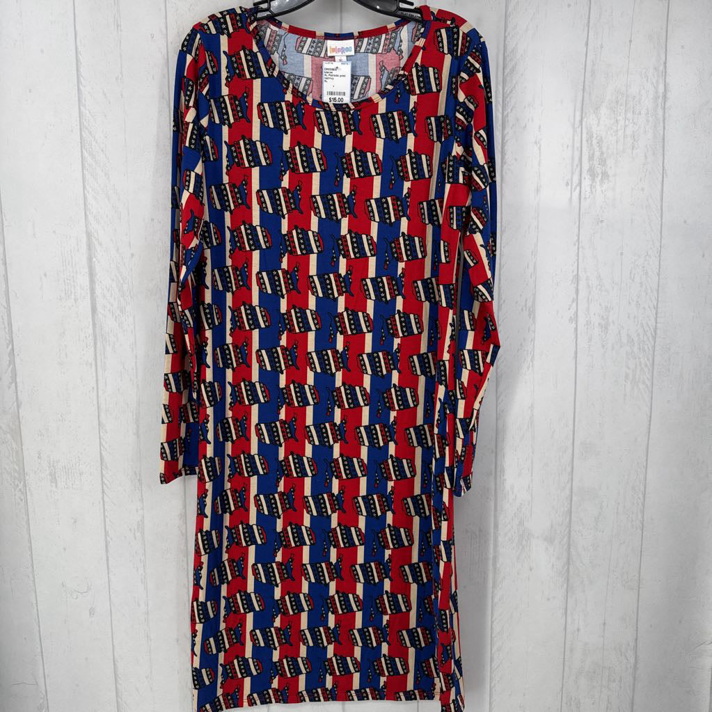 XL Patriotic print l/s dress