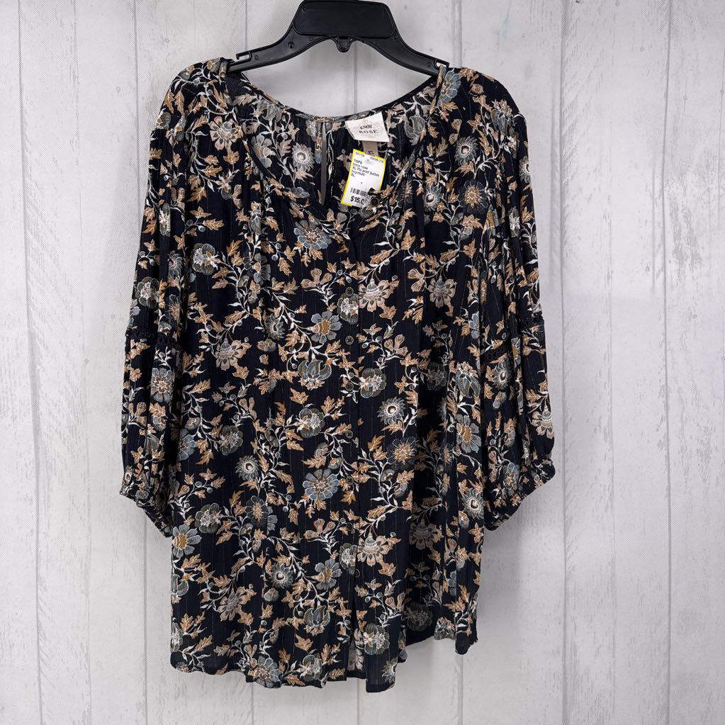 XL Flo print button down l/s top