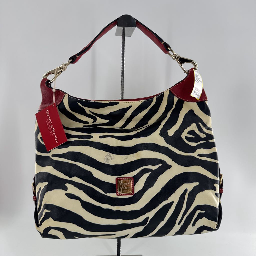 R325 vintage zebra print hobo shoulder bag