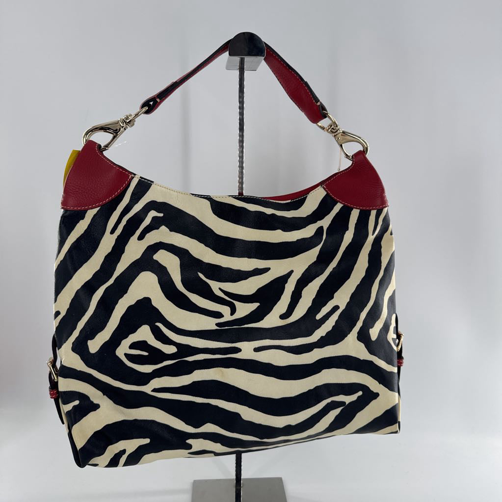 R325 vintage zebra print hobo shoulder bag
