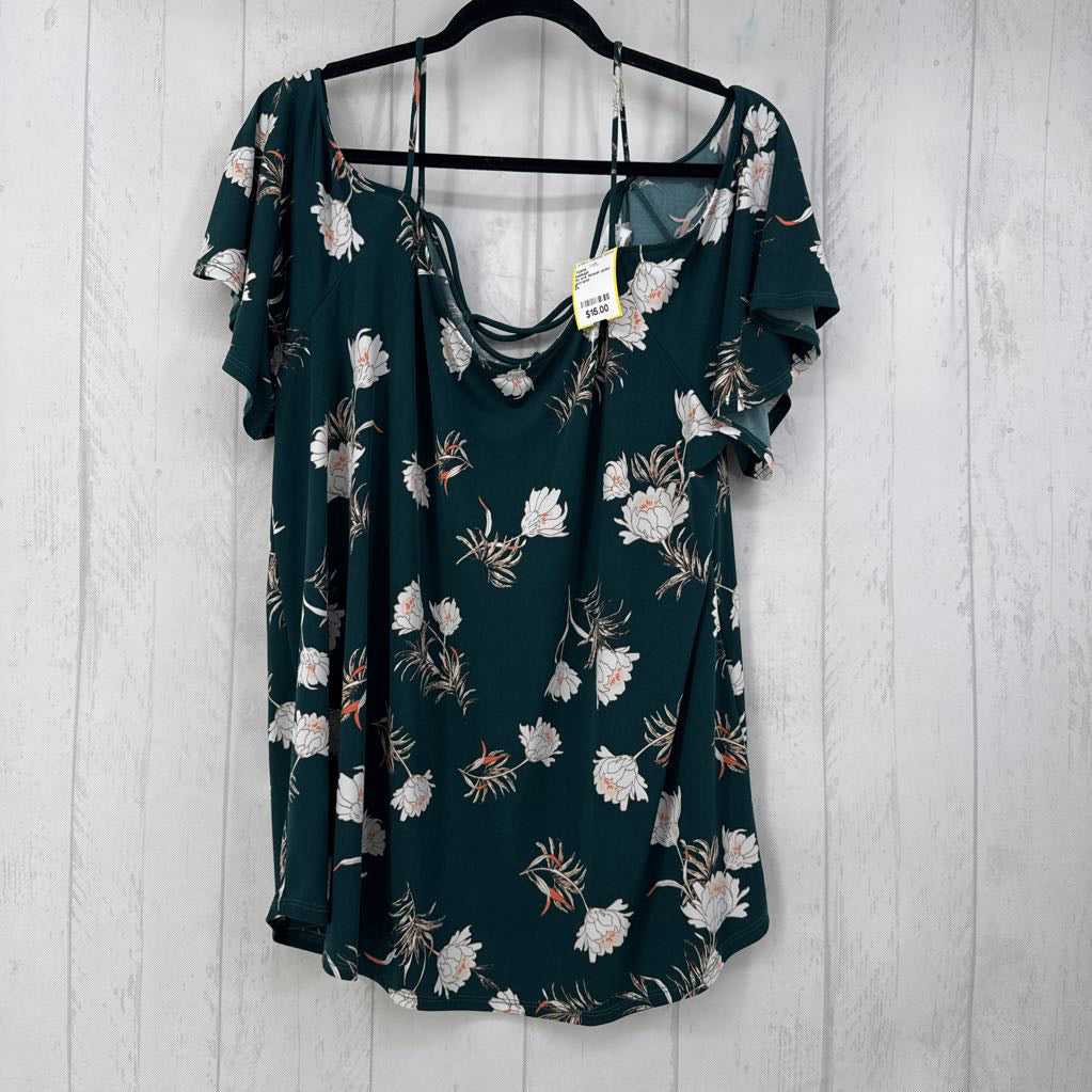 2x s/s flower print top