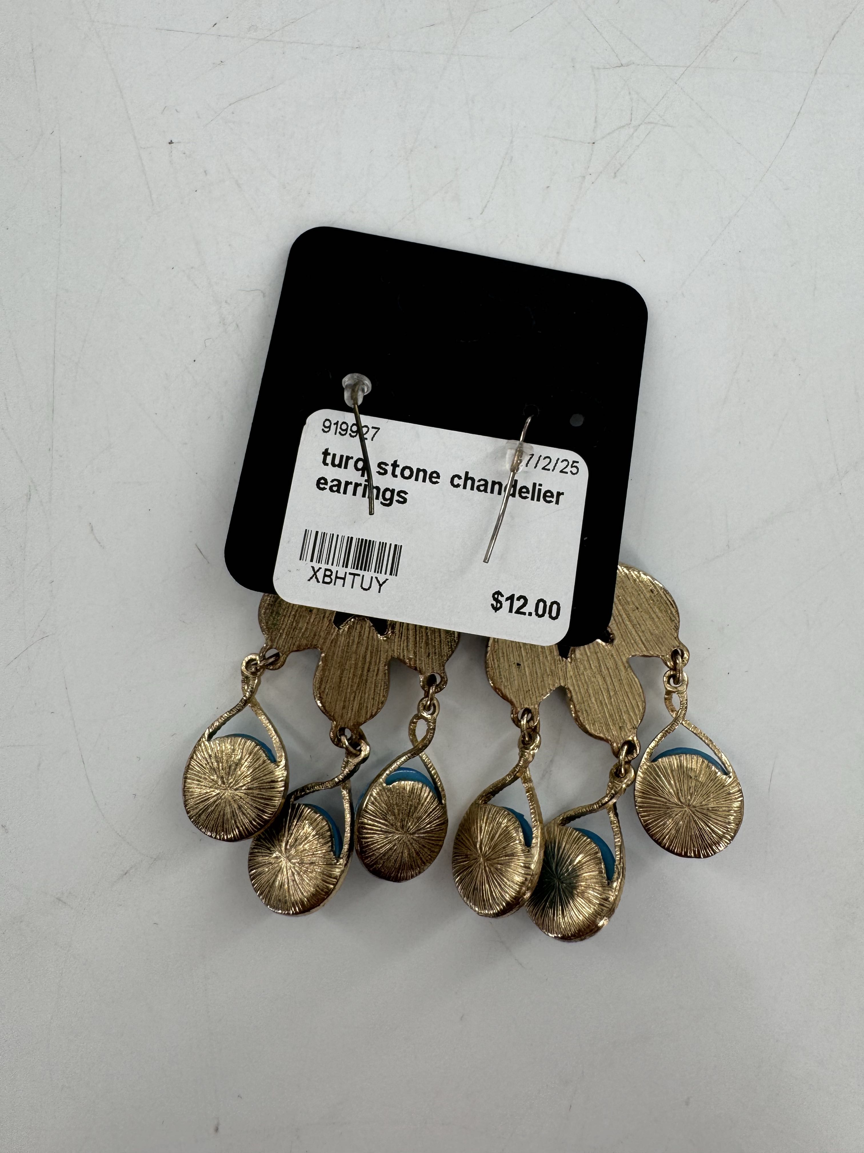 turq stone chandelier earrings
